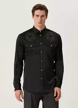 Черная рубашка с вышивкой stoned star Dsquared2