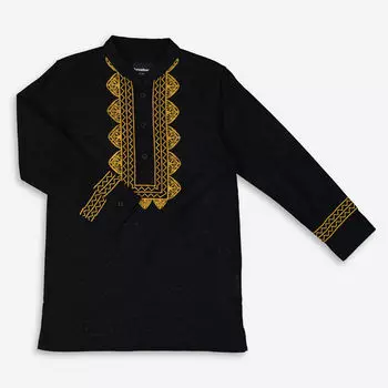 Черная рубашка с золотой вышивкой Threadbare