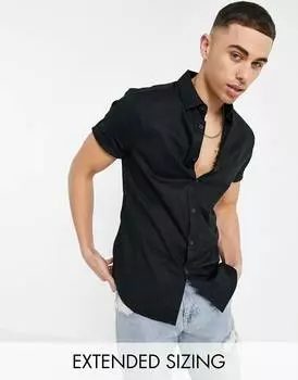 Черная рубашка скинни ASOS DESIGN