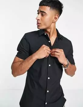 Черная рубашка скинни ASOS DESIGN