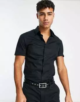 Черная рубашка скинни ASOS DESIGN