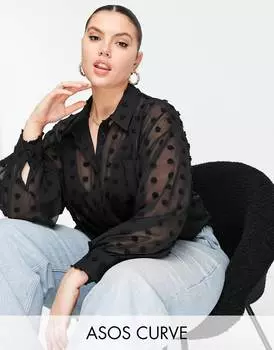 Черная рубашка свободного кроя ASOS DESIGN Curve