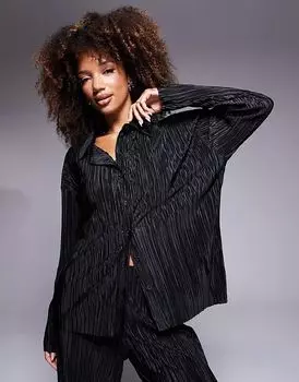 Черная рубашка свободного кроя со складками ASOS DESIGN (часть комплекта)