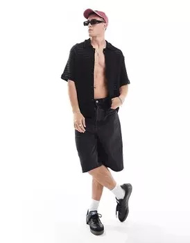 Черная рубашка свободного кроя Weekday