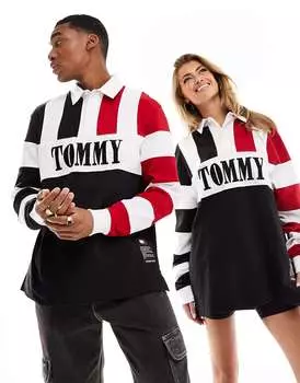 Черная рубашка унисекс для регби Tommy Jeans Remastered
