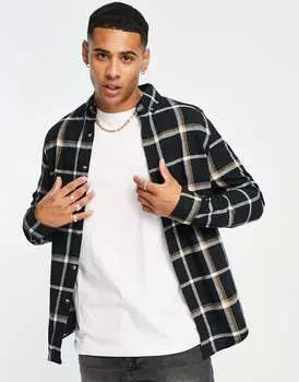 Черная рубашка в клетку ASOS DESIGN