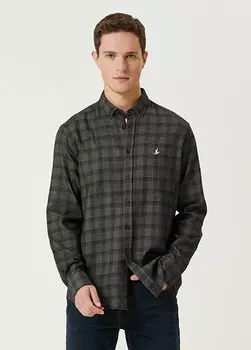 Черная рубашка в клетку с узором в клетку comfort fit Beymen