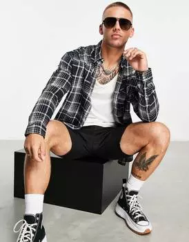 Черная рубашка в крупную клетку в стиле 90-х ASOS DESIGN