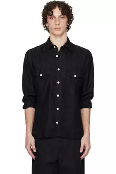Черная рубашка в стиле вестерн с двумя карманами Drake's