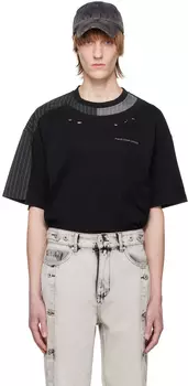 Черная рваная футболка Feng Chen Wang