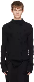 Черная рваная водолазка Doublet