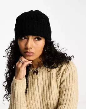 Черная рыбацкая шапка из полиэстера в рубчик ASOS - ЧЕРНАЯ
