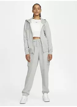 Черная, серая и серебряная женская куртка на молнии с капюшоном Nike