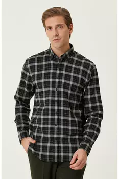 Черная серая рубашка с рисунком в клетку Network, черный