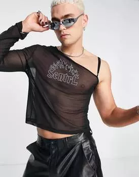 Черная сетчатая футболка ASOS DESIGN