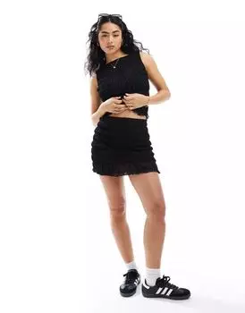 Черная сетчатая юбка со сборками ASOS