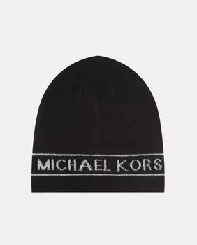 Черная шапка-бини с логотипом на полях Michael Kors, черный