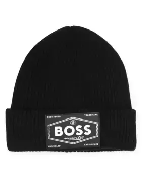 Черная шапка из полиэстера для мальчика BOSS Kidswear