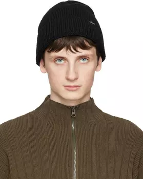 Черная шапка с лентой Stone Island