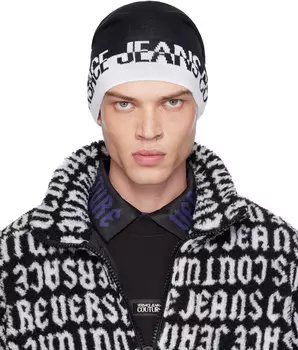Черная шапка с логотипом Versace Jeans Couture