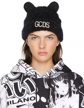 Черная шапка с ушками Тедди GCDS