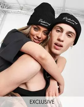 Черная шапка унисекс в винтажном стиле Reclaimed Vintage