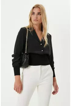 Черная шелковая блузка Limited с длинным рукавом Network, черный