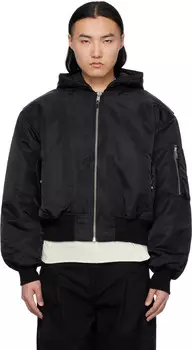 Черная широкая куртка-бомбер с капюшоном Entire Studios, Oil