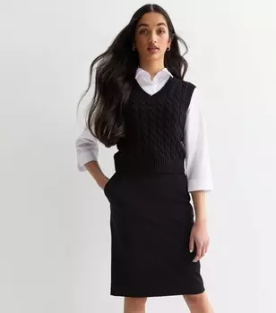 Черная школьная юбка-карандаш с регулируемой талией для девочек New Look, черный