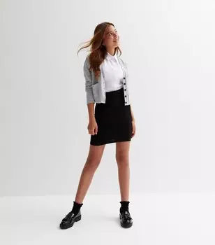 Черная школьная юбка-труба с высокой талией для девочек New Look, черный