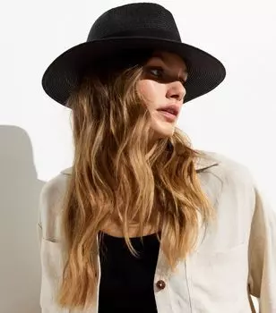 Черная шляпа-федора с соломенным эффектом New Look, черный