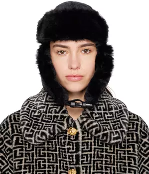 Черная шляпа с монограммой Balmain