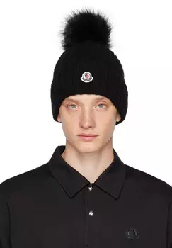 Черная шляпа с помпоном Moncler