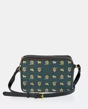 Черная синтетическая сумка на плечо с двойной молнией и гравировкой El Caballo, мультиколор