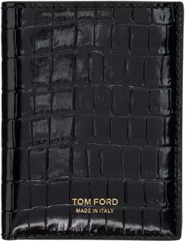 Черная складная визитница под крокодила TOM FORD