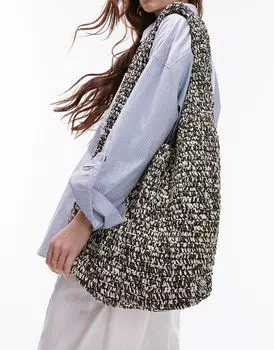 Черная соломенная сумка через плечо Topshop
