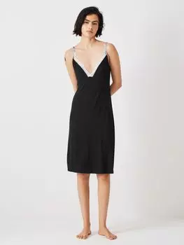 Черная сорочка John Lewis mia с кружевной отделкой и ремешками