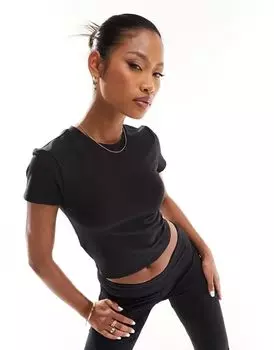 Черная спортивная футболка из мягкой ткани ASOS Icon