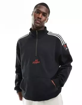 Черная спортивная футболка с полумолнией adidas Originals 100 Thieves
