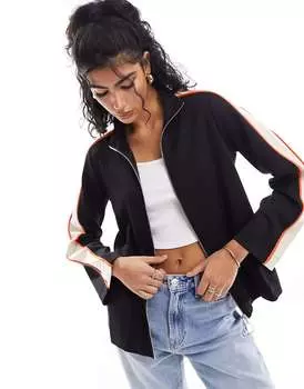 Черная спортивная куртка на молнии и полосках InWear Rincent In Wear