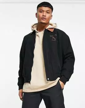Черная спортивная куртка оверсайз с контрастным воротником ASOS DESIGN