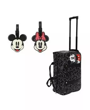 Черная спортивная сумка на колесиках с Микки Маусом и набор багажных бирок с головами персонажей Disney, мультиколор