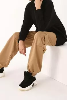 Черная спортивная туника с капюшоном и карманами-кенгуру ALL DAY