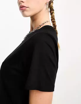 Черная стандартная футболка Weekday Essence