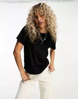 Черная стандартная футболка Weekday Essence