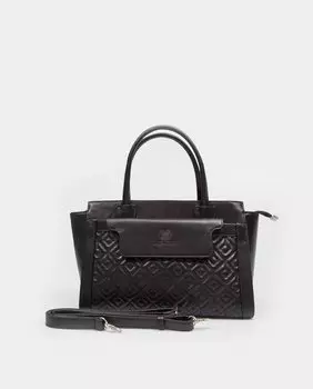 Черная стеганая кожаная многопозиционная женская сумочка Laura Valle, черный