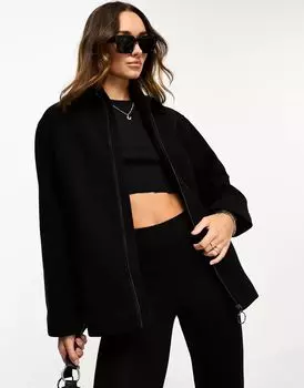 Черная стеганая куртка Харрингтон ASOS
