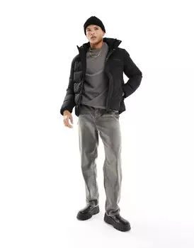 Черная стеганая спортивная куртка из микрофибры с капюшоном Superdry