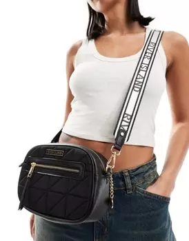 Черная стеганая сумка через плечо небольшой квадратной формы River Island