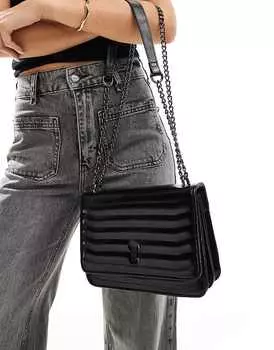 Черная стеганая сумка через плечо River Island